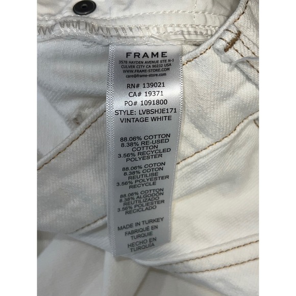 FRAME Le Vintage Bermuda Shorts White Denim Raw Hem High Rise Size 28 LVBSHJE171 - Picture 6 of 7